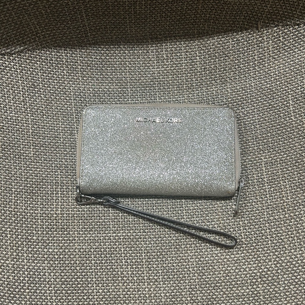 Michael Kors Sparkling Silver Wristlet
